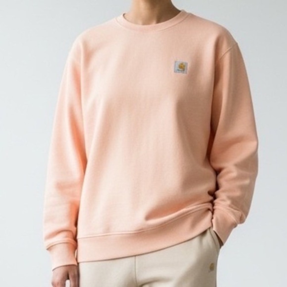 CARHARTT Relaxed Fit Sweatshirt Solid Light Peach Pink Pullover Crewneck Small